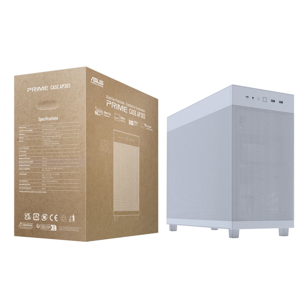 ASUS Prime AP303 Mesh Panel Mid-Tower ATX PC Case - White - Image 10