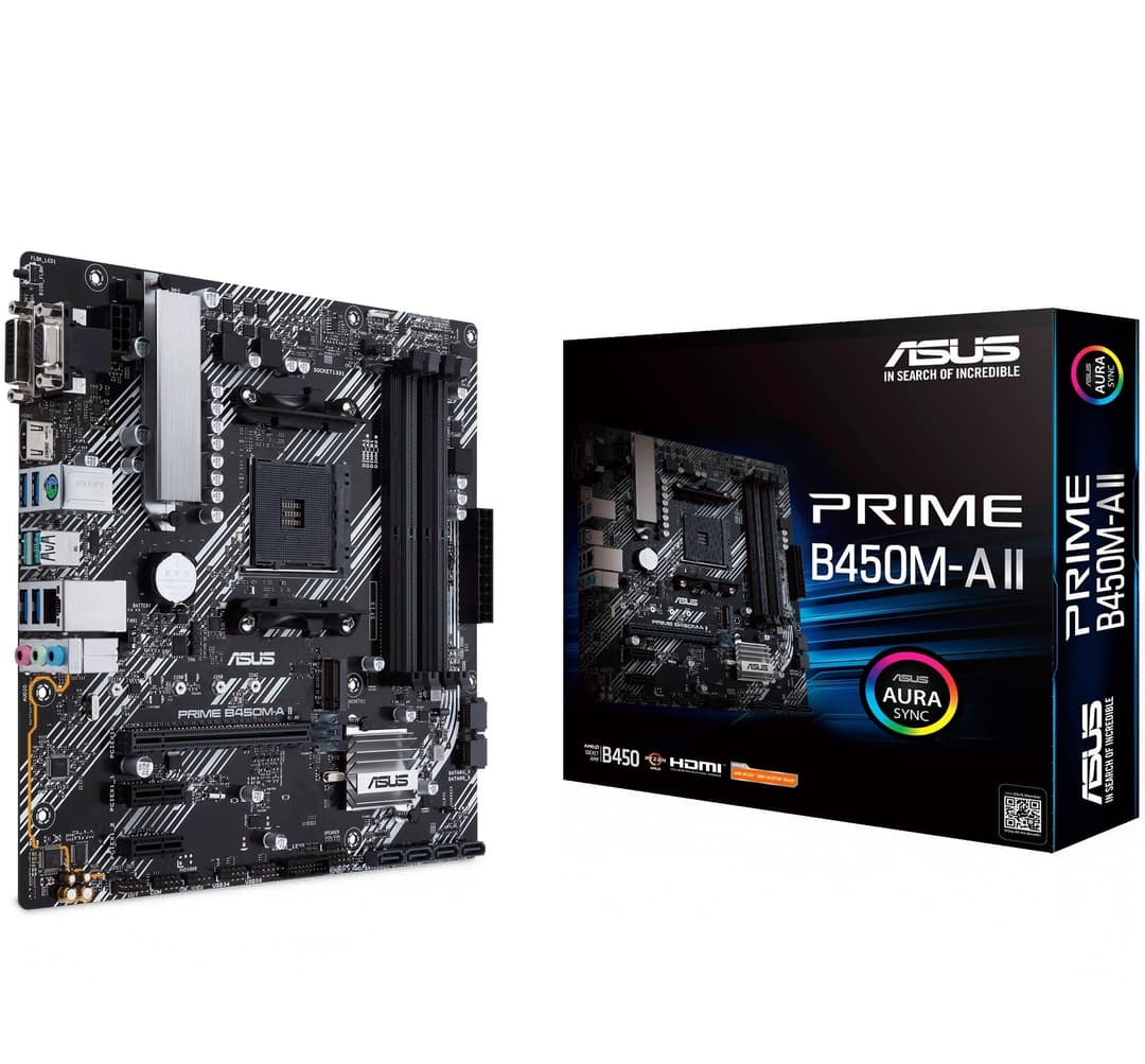 ASUS PRIME B450M-A II AMD B450 Socket AM4 DDR4 Micro ATX Motherboard - Black - Image 1