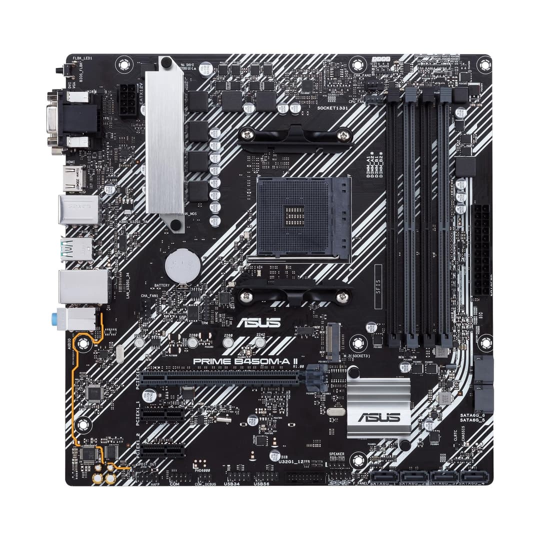 ASUS PRIME B450M-A II AMD B450 Socket AM4 DDR4 Micro ATX Motherboard - Black - Image 2