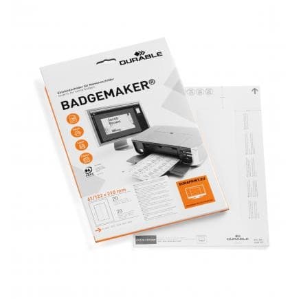 DURABLE BADGEMAKER - table place name inserts - 20 pcs. - 61 x 210 mm - 150 g/m² - Image 1