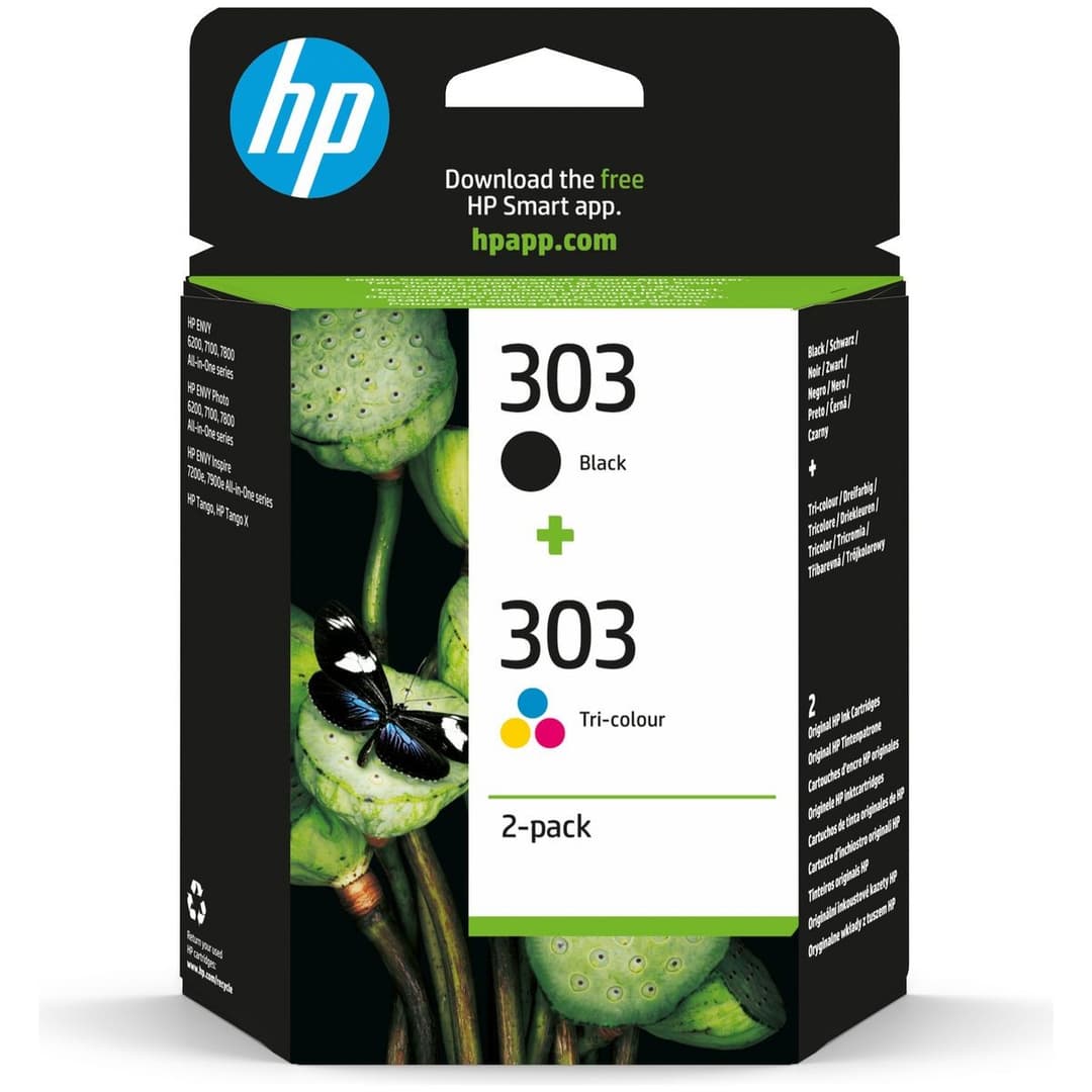 HP 303 Original Ink Cartridges Pack of 2 - Black & Tri-colour (3YM92AE) - 200/165 Pages - for HP Envy 6200/7100/7800, Envy Photo & Tango - Image 1