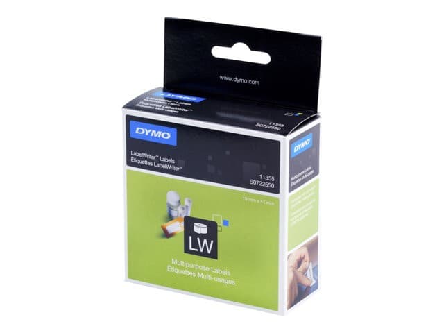 DYMO LabelWriter Multi-Purpose Labels 11355 (S0722550) | 19 mm x 51 mm | White | Roll of 500 Labels | for LabelWriter Label Makers - Image 2