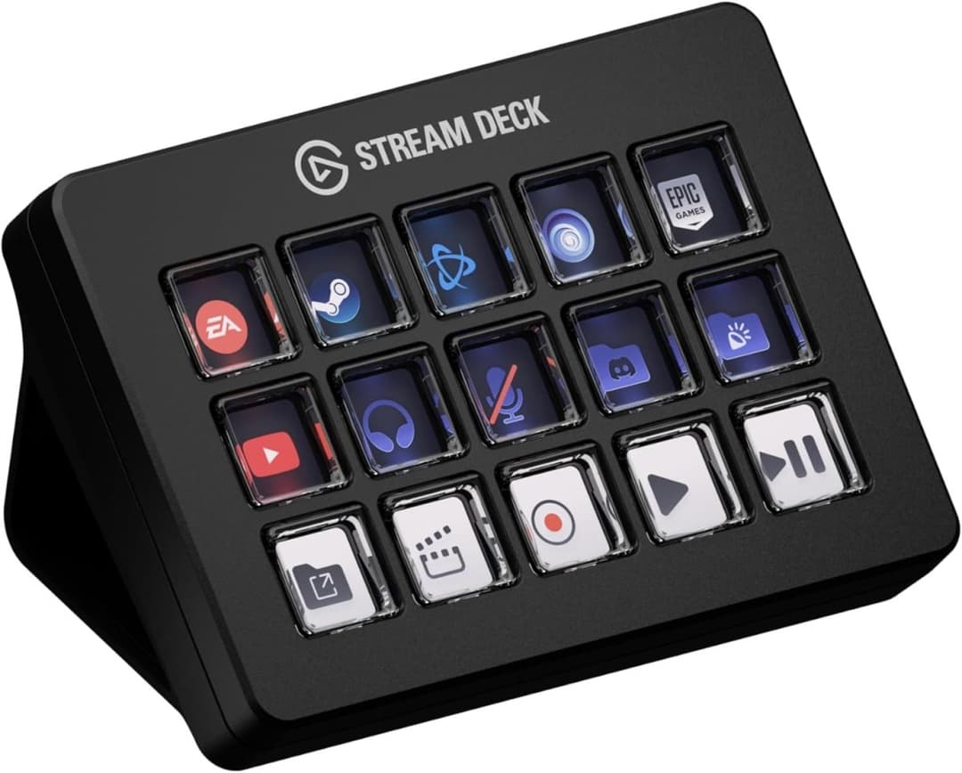 10GBL9901 Elgato Stream Deck Scissor Keys - Workflow Controller with Macro Keys for OBS, Twitch - Black - Image 1