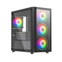 Vida Lucid Micro-ATX Tower Tempered Glass Gaming PC Case with 4 x 120mm ARGB Fans - Black thumbnail 1
