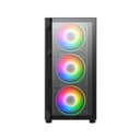 Vida Lucid Micro-ATX Tower Tempered Glass Gaming PC Case with 4 x 120mm ARGB Fans - Black thumbnail 4