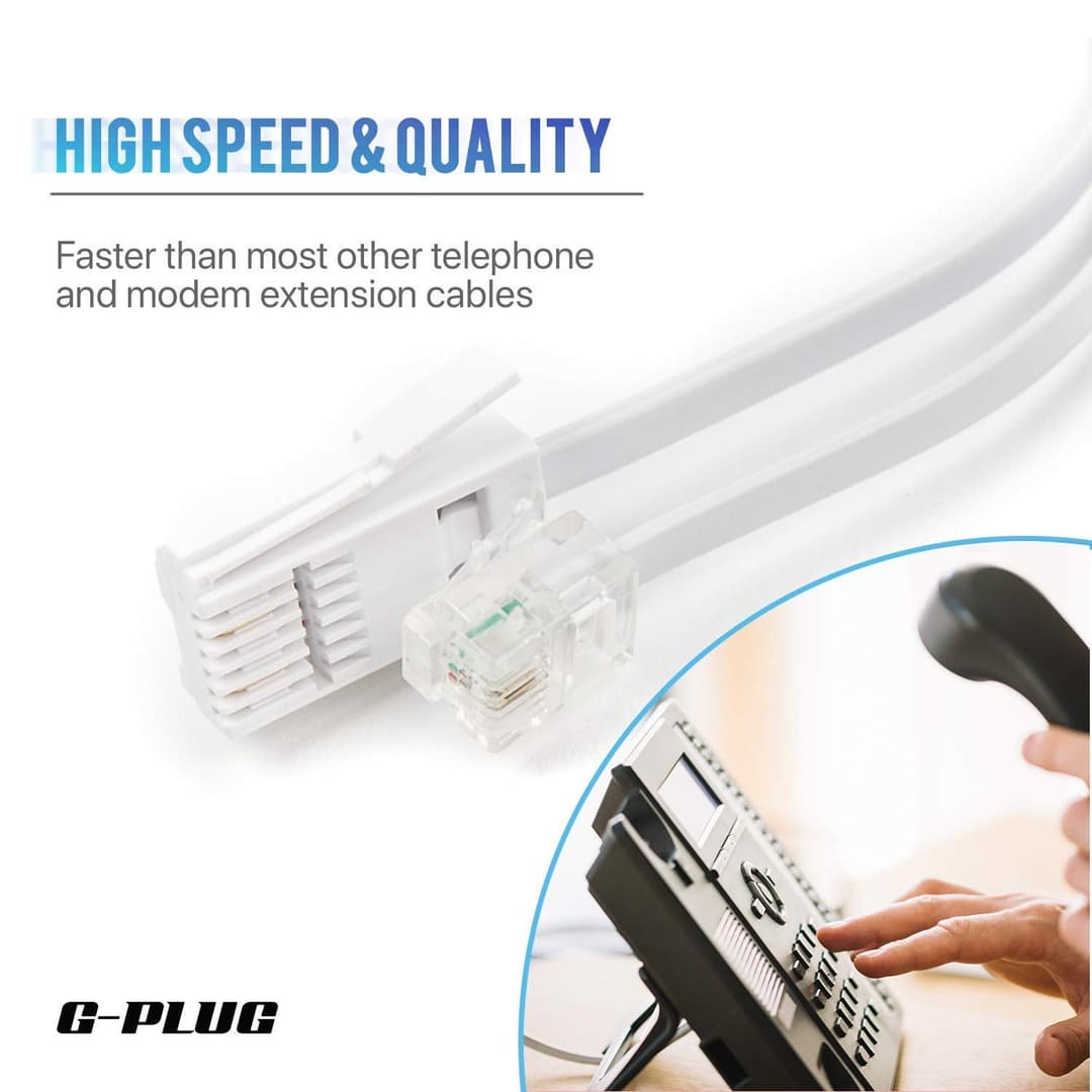 G-PLUG 10m Telephone Extension Cable, BT to RJ11 Phone Cable for Landline, White - Image 4