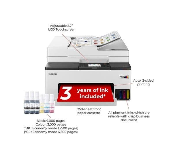 CANON MAXIFY GX2050 A4 All-in-One Wireless Refillable MegaTank Inkjet Printer with Fax - Image 7