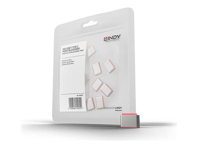 Lindy USB-C Port Blocker Extra Lock Pack, Pink (10x Locks, No Key) - Image 1