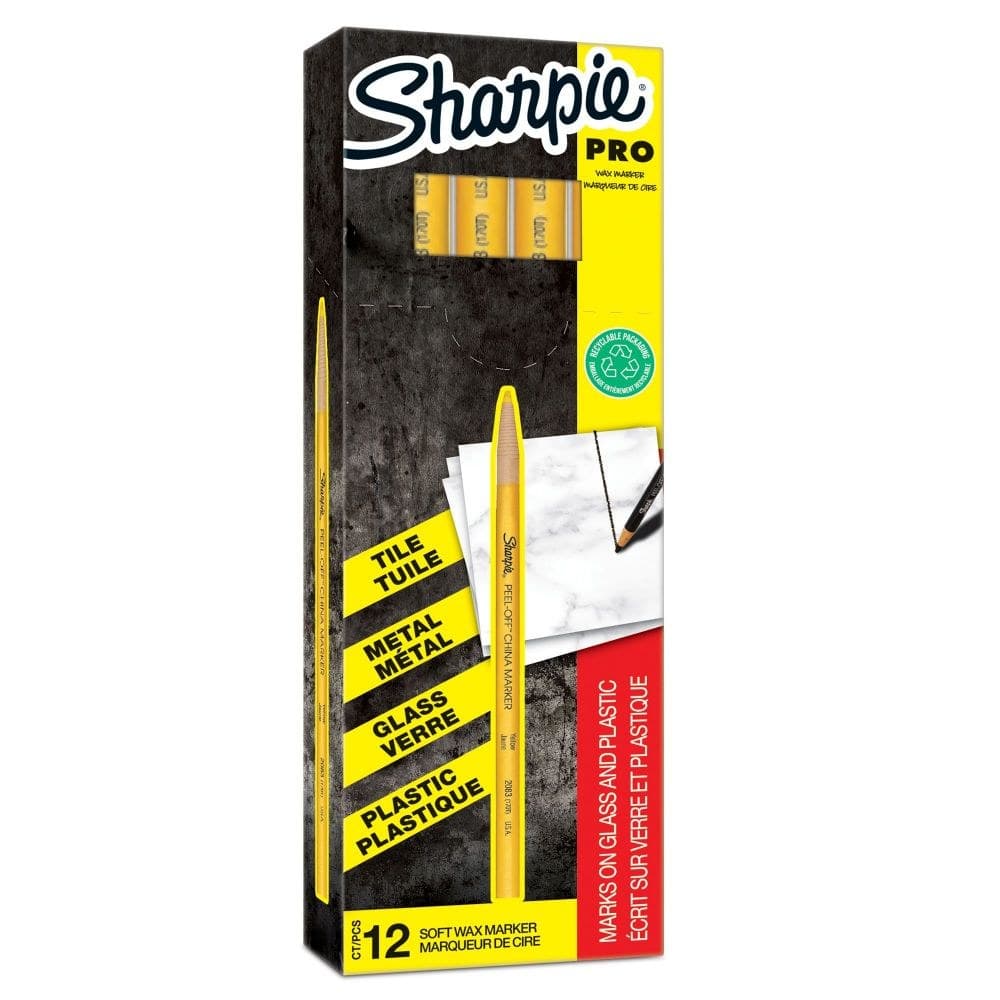 Sharpie S0305101 Pro Yellow China Marker Box of 12 - Image 1