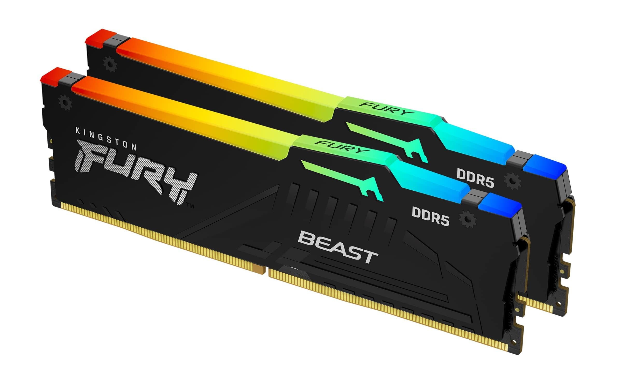 Kingston Technology FURY Beast RGB 16 GB (2 x 8 GB) DDR5 5600 MHz CL40 Black Desktop Memory Kit KF556C40BBAK2-16