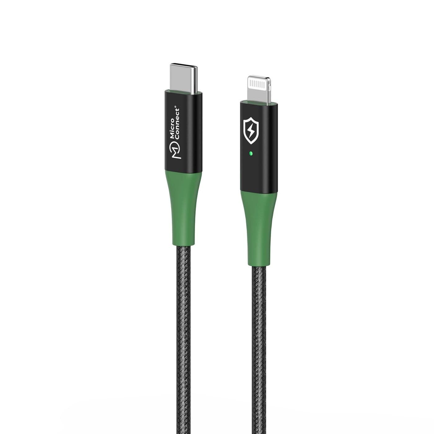 MicroConnect Smart Charge MFi USB-C to Lightning Cable 2m Black/Green