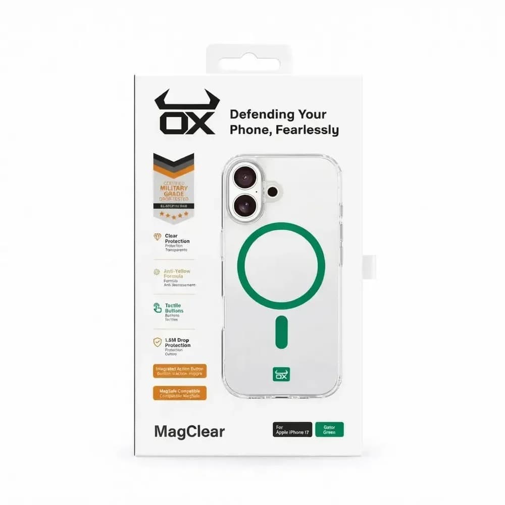 OX MagClear MagSafe Case for Apple iPhone 17 – Green - Image 1