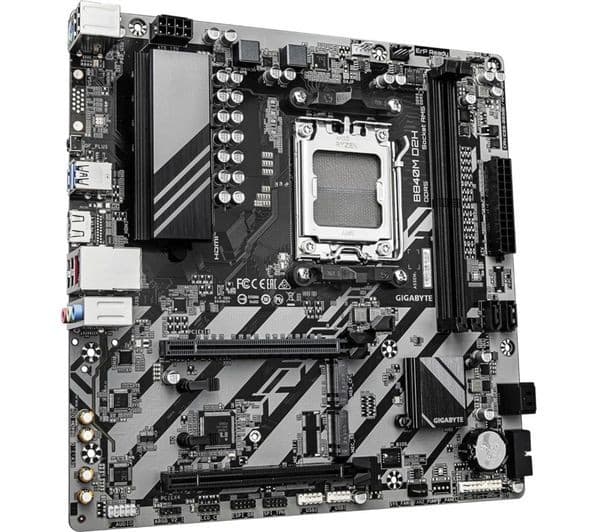 GIGABYTE B840M D2H AMD B840 Socket AM5 Micro-ATX Motherboard - AMD Ryzen 9000/8000/7000 CPUs, DDR5 up to 7600MHz (O.C.), 1x PCIe 4.0 + 1x PCIe 3.0 M.2, 2.5GbE LAN, USB 3.2 Gen 1 - Image 4