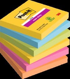 Post-it Pack of 6 654-6SS-CARN Super Sticky Notes Carnival Colour Collection 76x76 mm 90 Sheets - Image 1