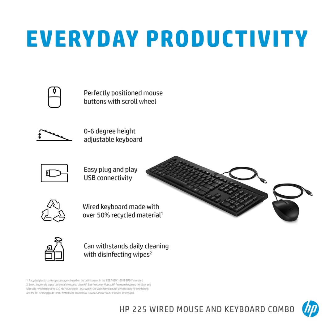 HP 225 Wired Mouse and Keyboard Combo - Image 4