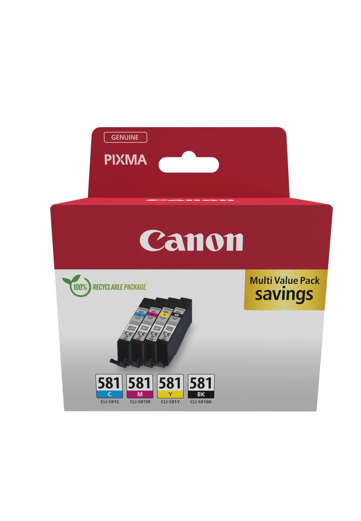 Canon CLI-581 Ink Cartridge Multipack (2103C006) - Black, Cyan, Magenta, Yellow