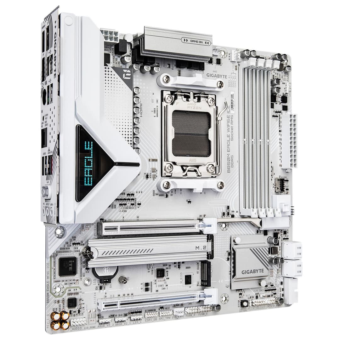 GIGABYTE B850M EAGLE WIFI6E ICE AMD B850 mATX Socket AM5 Motherboard - White, DDR5, PCIe 5.0, 2x M.2, 2.5GbE LAN, USB 3.2 Gen 2 - Image 3