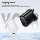 Yesido YC76BL 20W PD USB-C Fast Wall Charger with USB-C to Lightning Cable, UK Plug - Black thumbnail 2