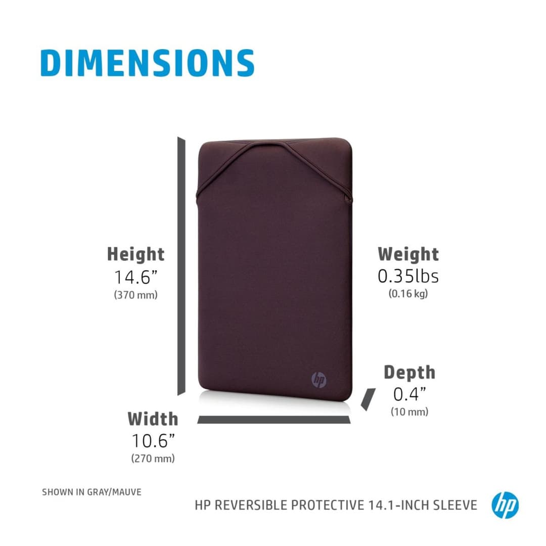 HP 2F1X4AA 14 Inch Reversible Protective Laptop Sleeve - Black/Blue - Image 4