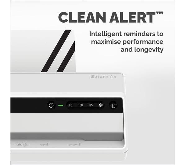 FELLOWES Saturn A4 Laminator - 80/100/125 Micron Pouches, 1 Minute Warm-Up, 30 cm/min, Includes 10 Pouch Starter Kit - Image 5