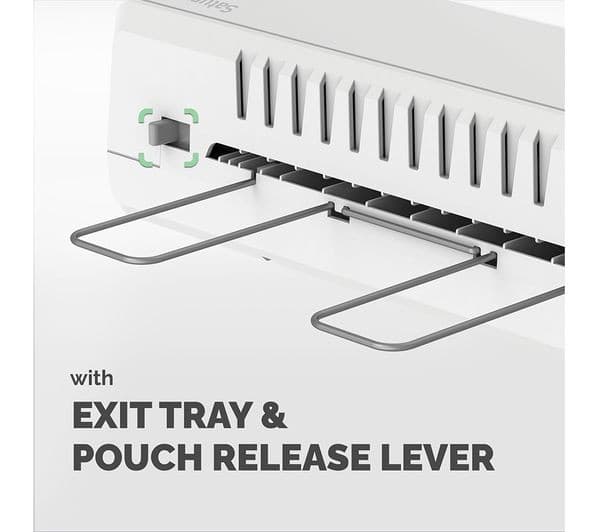 FELLOWES Saturn A4 Laminator - 80/100/125 Micron Pouches, 1 Minute Warm-Up, 30 cm/min, Includes 10 Pouch Starter Kit - Image 6