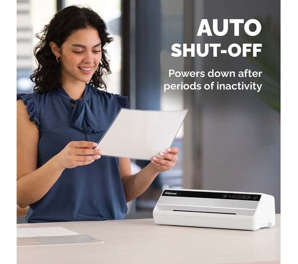 FELLOWES Saturn A4 Laminator - 80/100/125 Micron Pouches, 1 Minute Warm-Up, 30 cm/min, Includes 10 Pouch Starter Kit - Image 7