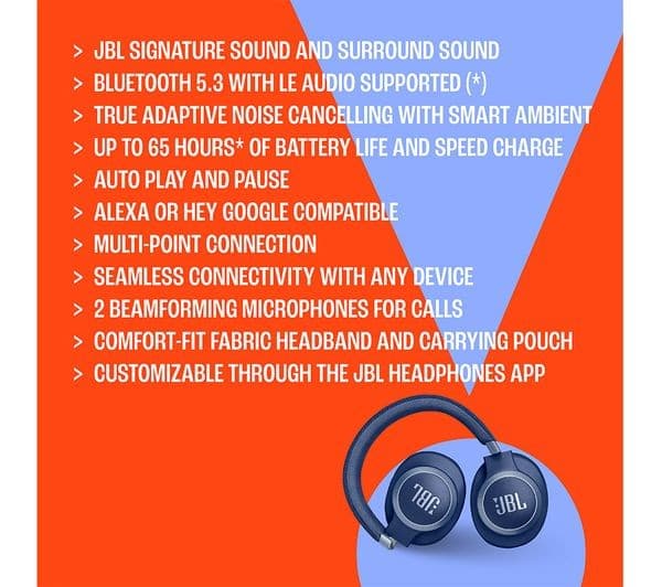 JBL Live 770NC Wireless Over-Ear Noise Cancelling Headphones - Black - Image 4