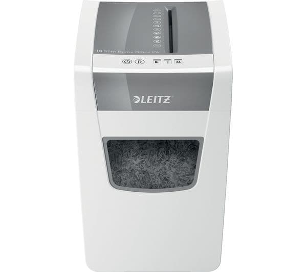LEITZ IQ Slim Home Office P4 Cross Cut Paper Shredder - 10 Sheet, 23L Bin, White - Image 2