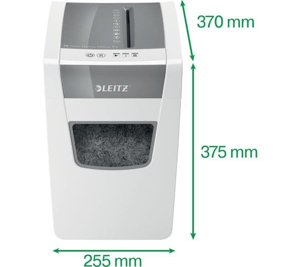 LEITZ IQ Slim Home Office P4 Cross Cut Paper Shredder - 10 Sheet, 23L Bin, White - Image 3
