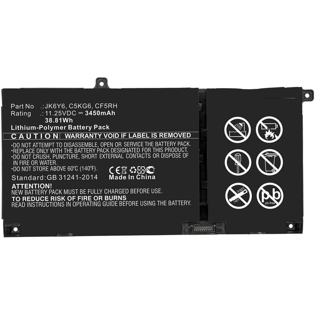 CoreParts MBXDE-BA0239 Laptop Battery for Dell 38.81Wh 11.25V 3450mAh Li-Polymer - JK6Y6 C5KG6 CF5RH - Inspiron 13 5301, Inspiron 14 5406 2-in-1, Latitude 15 3510 - Image 1