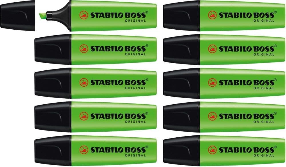 STABILO BOSS ORIGINAL Highlighter Box of 10 Green - Image 1