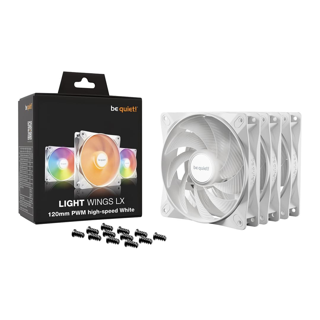 be quiet! Light Wings LX High Speed 120mm ARGB PWM Case Fan - White Triple Pack - Image 1