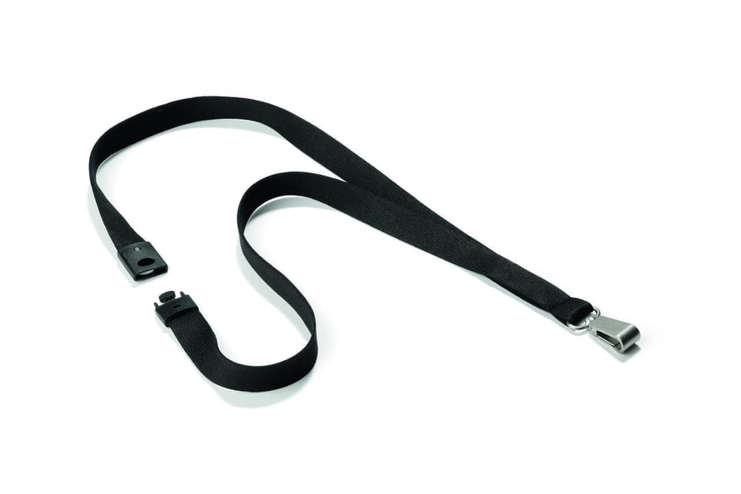 Durable 812701 Soft Textile Lanyard with Metal Snap Hook & Safety Release 15mm x 440mm - Black (Pack of 10) - Image 1