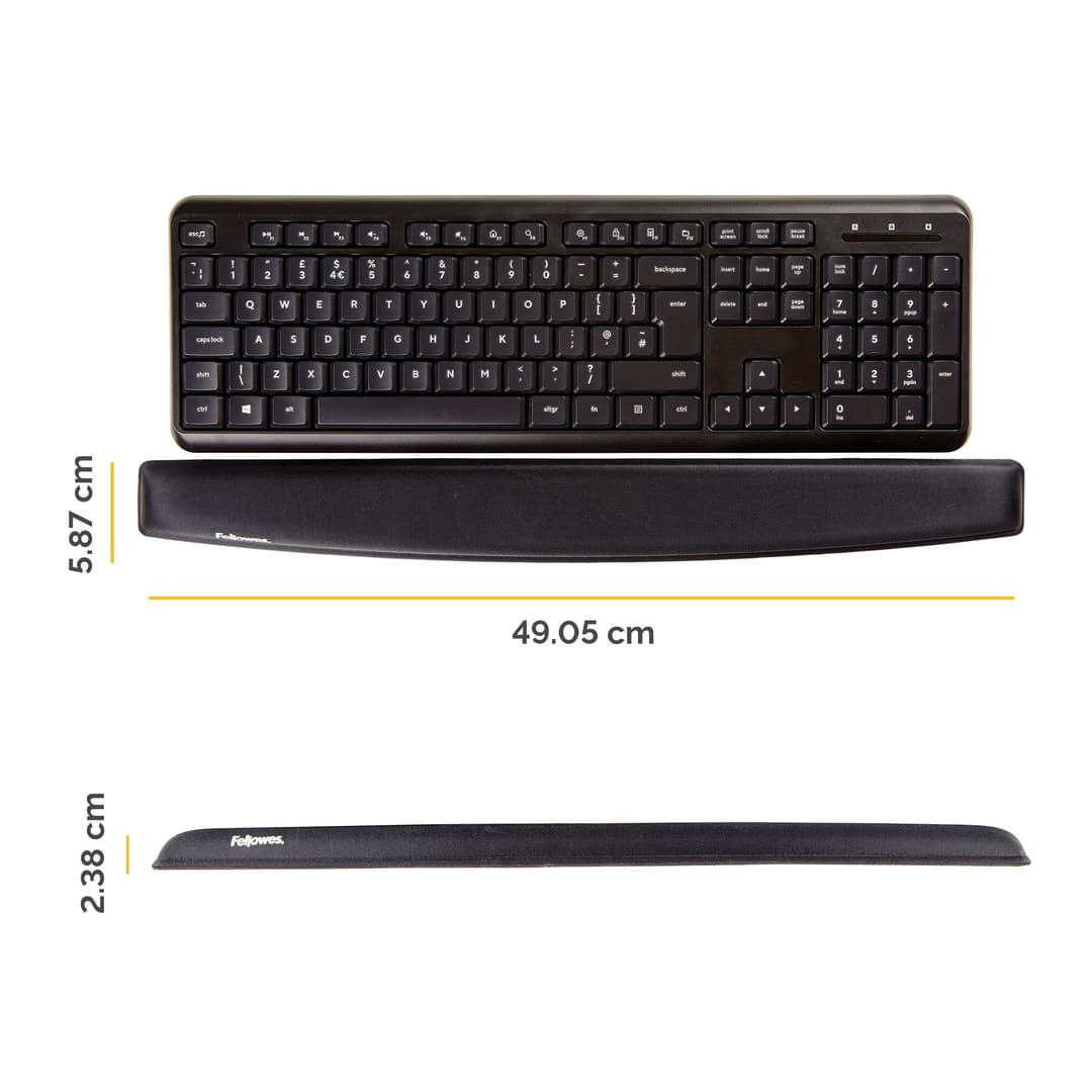 Fellowes Keyboard Wrist Rest - Memory Foam Wrist Rest - Ergonomic Wrist Support for Computer, Laptop, Home Office Use - Black - Image 2