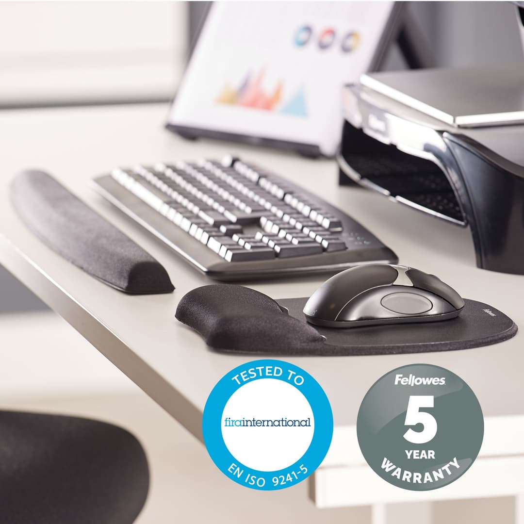 Fellowes Keyboard Wrist Rest - Memory Foam Wrist Rest - Ergonomic Wrist Support for Computer, Laptop, Home Office Use - Black - Image 4
