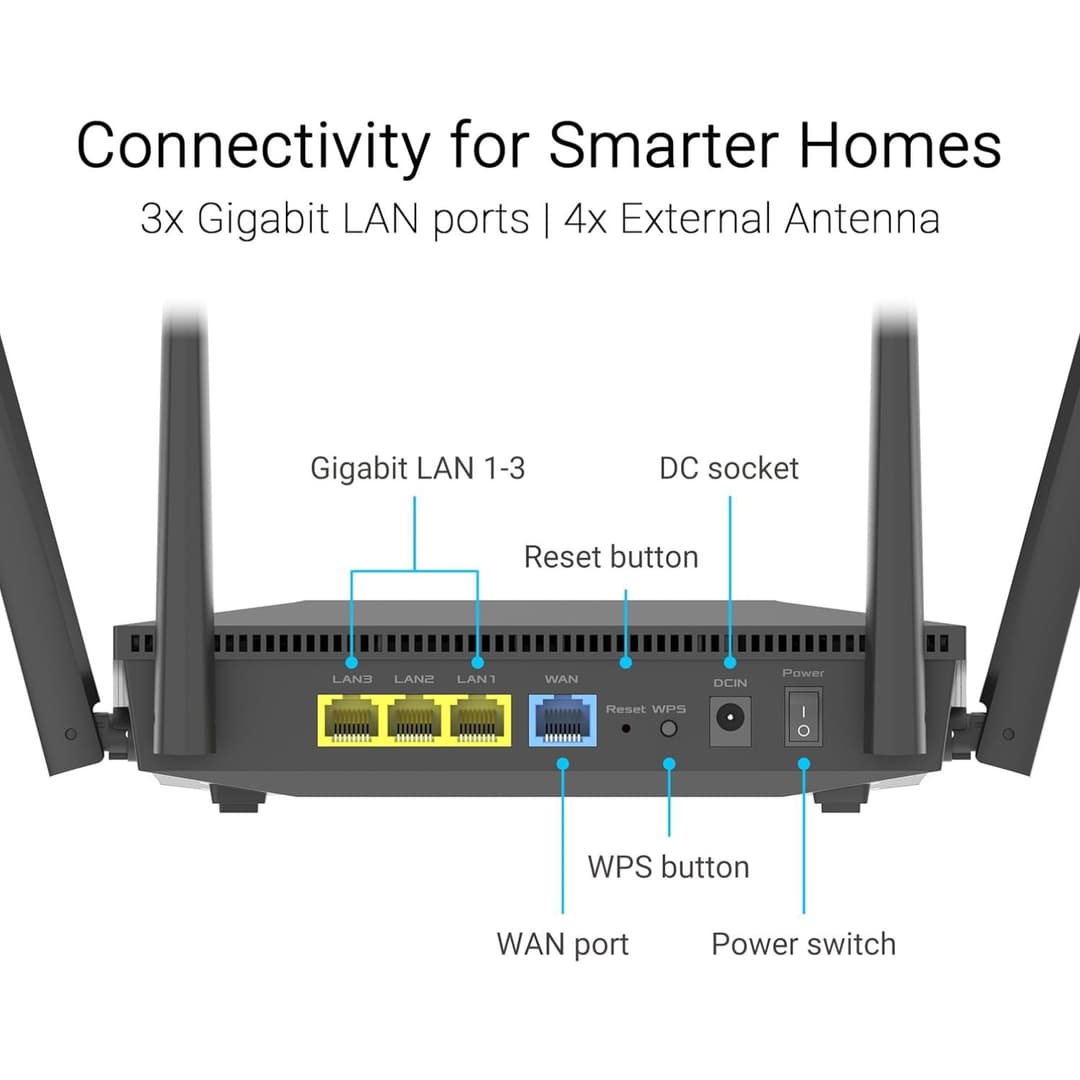 ASUS RT-AX52 (AX1800) WiFi 6 Dual Band Extendable Router Black - Image 8