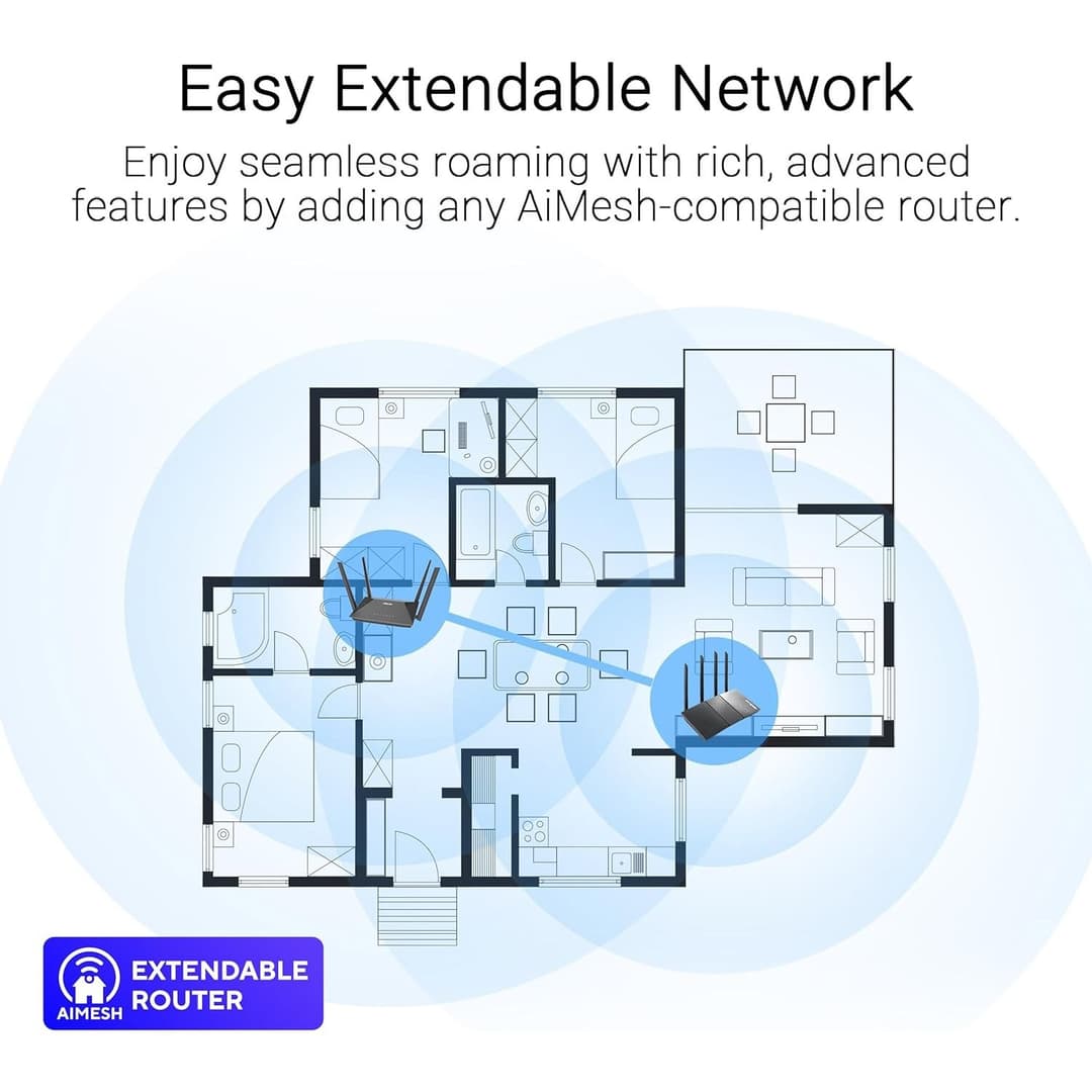 ASUS RT-AX52 (AX1800) WiFi 6 Dual Band Extendable Router Black - Image 9