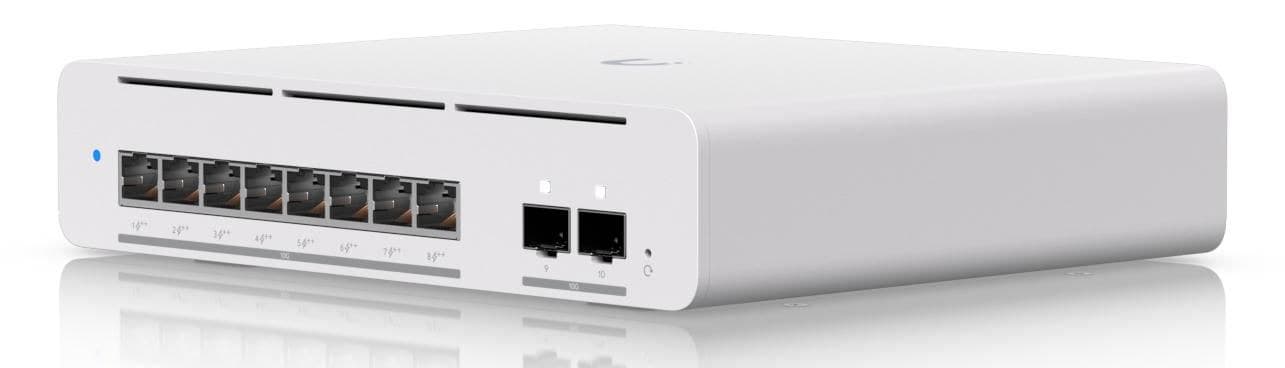 Ubiquiti UniFi Pro XG 8 PoE USW-Pro-XG-8-PoE 8-Port 10GbE PoE++ Layer 3 Managed Switch, 2x 10G SFP+, 155W, Desktop/Wall-Mountable