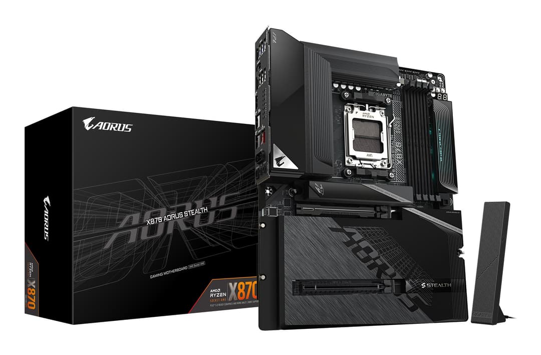 GIGABYTE X870 AORUS STEALTH Motherboard - Supports AMD Ryzen 9000 CPUs, 16+2+2 Phases Digital VRM, up to 8200Hz DDR5 (OC), 2xPCIe 5.0 + 2xPCIe 4.0, Wi-Fi 7, 5 GbE LAN, USB 4 - Image 1