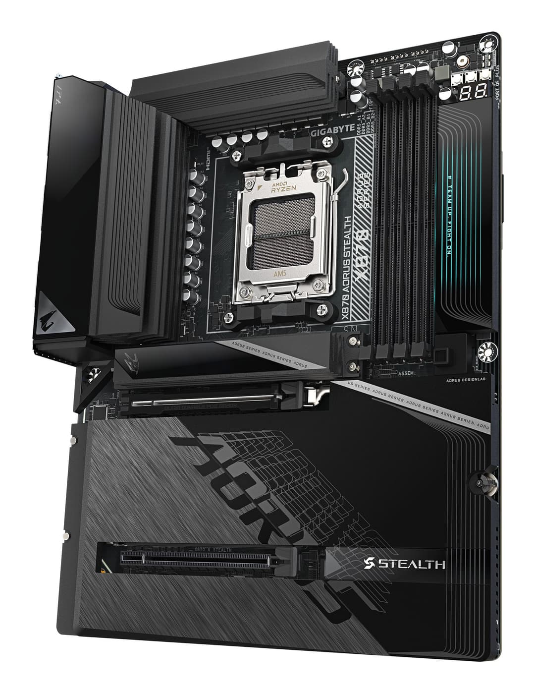 GIGABYTE X870 AORUS STEALTH Motherboard - Supports AMD Ryzen 9000 CPUs, 16+2+2 Phases Digital VRM, up to 8200Hz DDR5 (OC), 2xPCIe 5.0 + 2xPCIe 4.0, Wi-Fi 7, 5 GbE LAN, USB 4 - Image 4