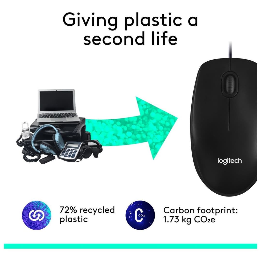 Logitech M100 Wired Mouse - Black - Image 4