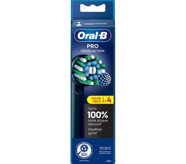 ORAL-B Pro Cross Action Replacement Toothbrush Head - Pack of 4, Black - Image 2