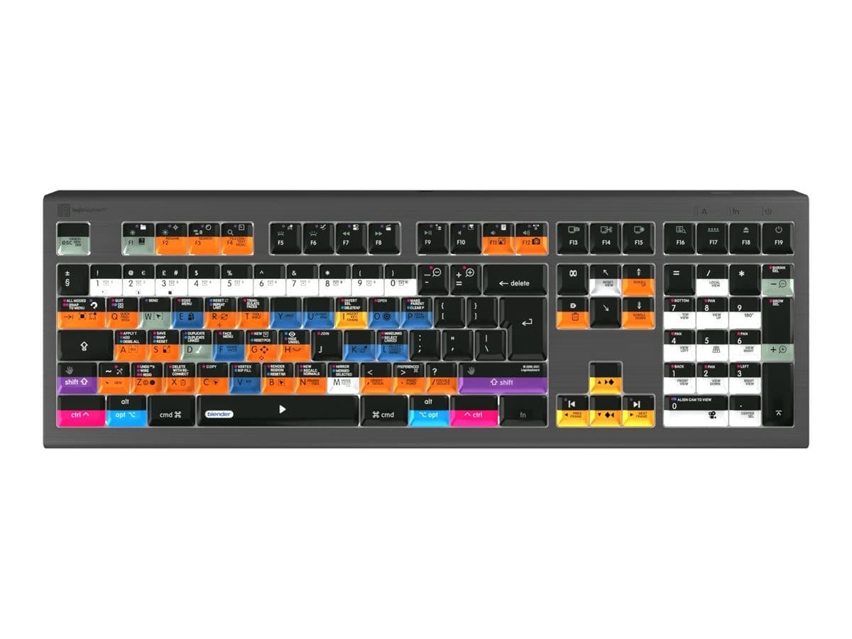 Logic Keyboards Blender 3D Astra 2 Backlit Wired USB Keyboard for Mac UK QWERTY Graphite Grey