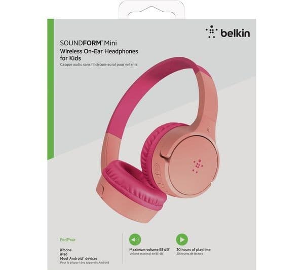 Belkin SoundForm Mini Kids Wired On-Ear Headphones - Pink - Image 2