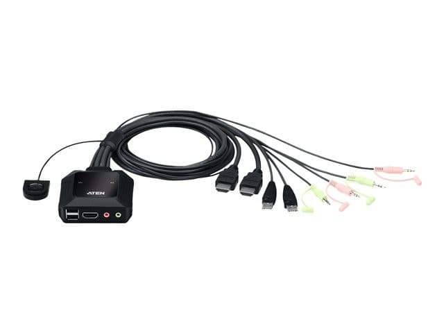 ATEN CS22H 2-Port USB 4K HDMI Cable KVM Switch with Remote Port Selector - Image 1