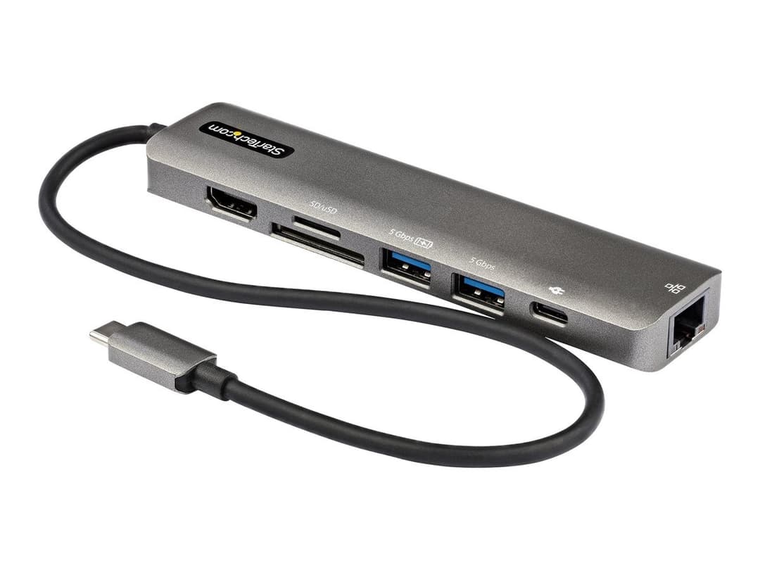 StarTech.com DKT30CHSDPD1 7-in-1 USB-C Docking Station / Mini Dock - 4K 60Hz HDMI 2.0, 100W Power Delivery Pass-Through, Gigabit Ethernet, SD/microSD Card Reader, 2x USB-A 5Gbps, 30cm Attached Cable - Black - Image 1