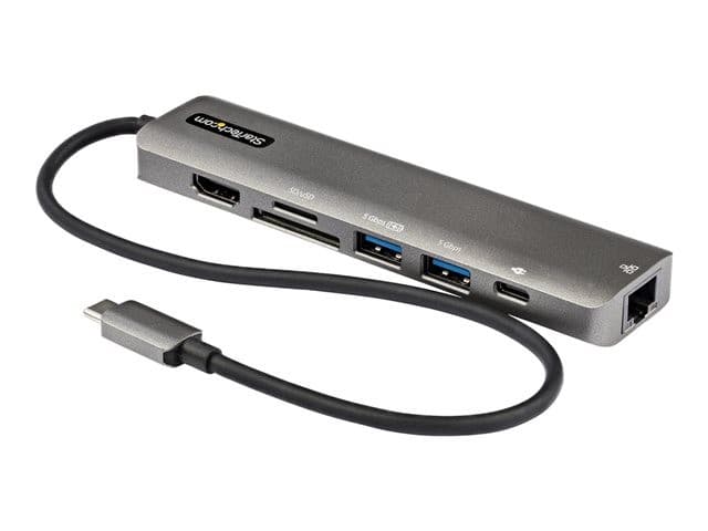 StarTech.com DKT30CHSDPD1 7-in-1 USB-C Docking Station / Mini Dock - 4K 60Hz HDMI 2.0, 100W Power Delivery Pass-Through, Gigabit Ethernet, SD/microSD Card Reader, 2x USB-A 5Gbps, 30cm Attached Cable - Black - Image 2