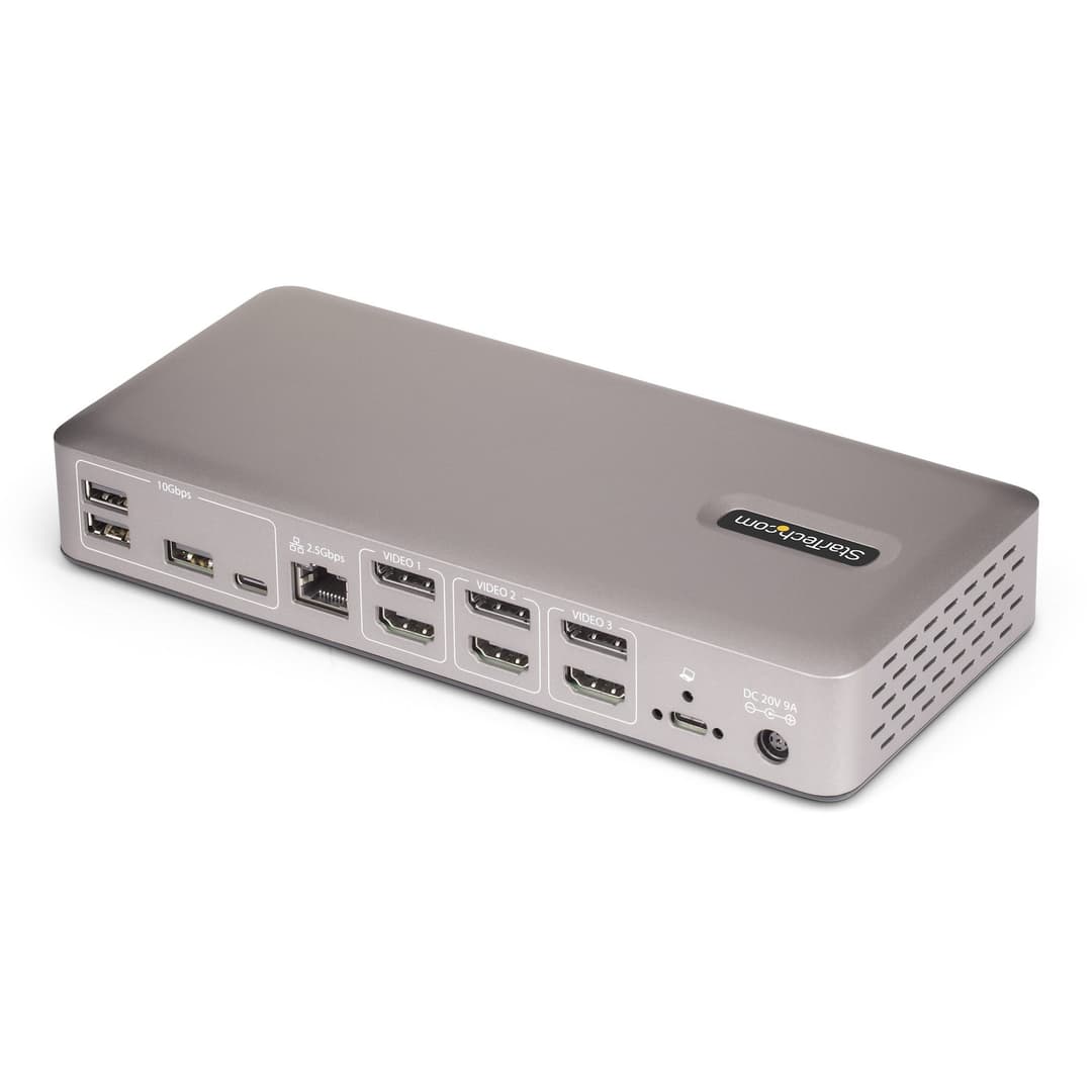 StarTech.com Triple-Monitor USB4 Docking Station, 4K 60Hz HDMI or DisplayPort, 100W Laptop Charging, 2.5GbE, USB-C Multi-Monitor Dock, Driverless - Image 2