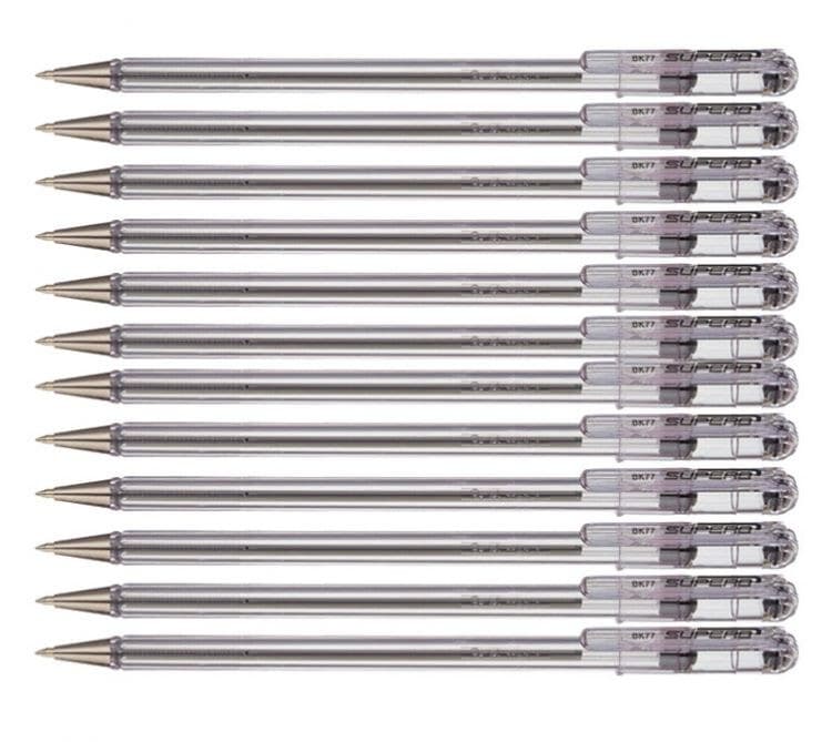 Pentel Superb BK77 12 Pack Black Ballpoint Pen 0.7mm Tip 0.25mm Line - Image 1