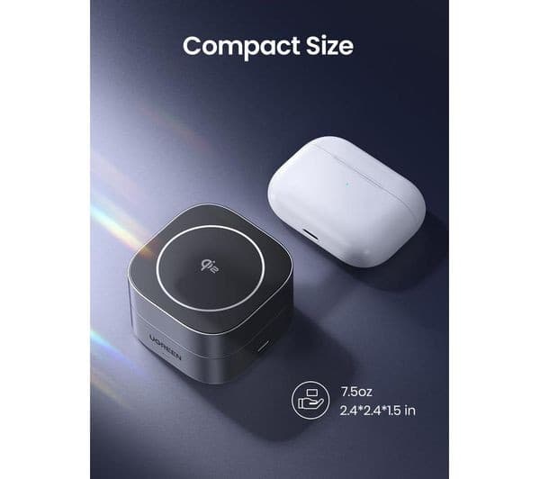 UGREEN MagFlow Qi2 2-in-1 15W Magnetic Foldable Wireless Charger Stand Grey - Image 2